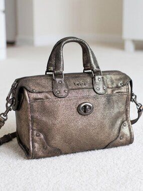 Metallic Bronze Mini Satchel Bag | Vintage Style Crossbody